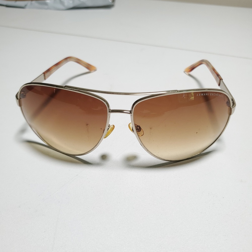 Unisex Armani Exchange Aviator Sunglasses Gold Frame Brown Lens AX150/S